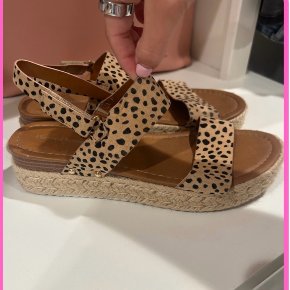 Pierre Dumas Leopard Print Espadrille Sandals